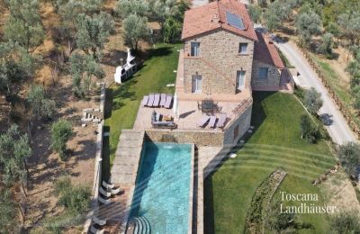 Plattelandswoning te koop Cortona, Toscane, RIF 2986 Vogelperspektive