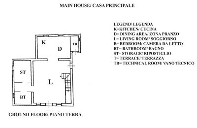 Boerderij te koop Marciano della Chiana, Toscane, RIF 3055 Grundriss HH EG