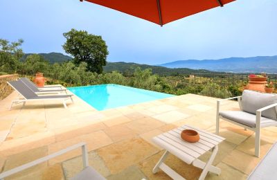 Plattelandswoning te koop Figline e Incisa Valdarno, Toscane, RIF 2966 Pool mit Panoramablick